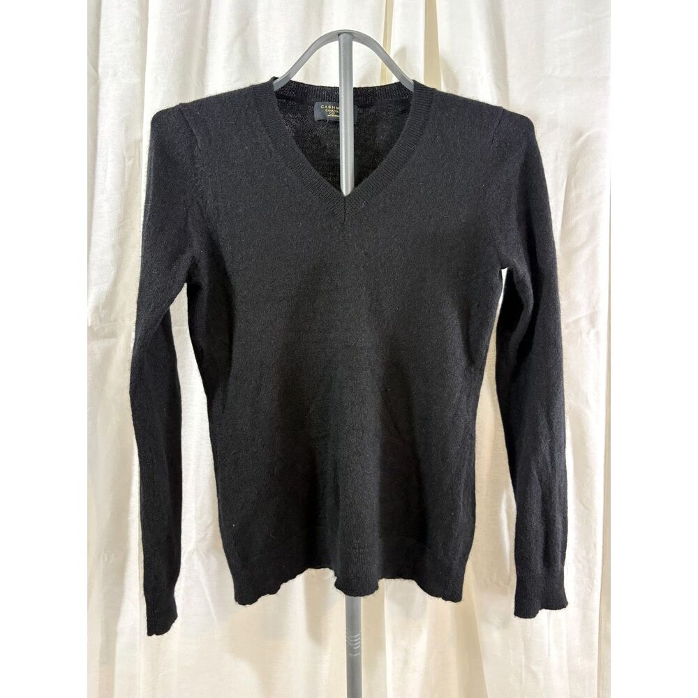 Charter Club Luxury 100% Cashmere Black V Neck Sweater Women's Small